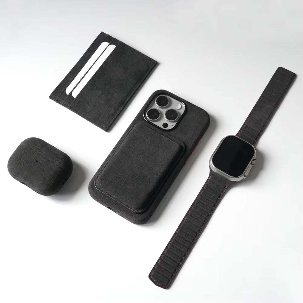 Super Magnet ALCANTARA Thicken Card Holder for Iphone 16 Pro Max 15 14 13 Artificial Leather Supercar Suede Wallet Cases